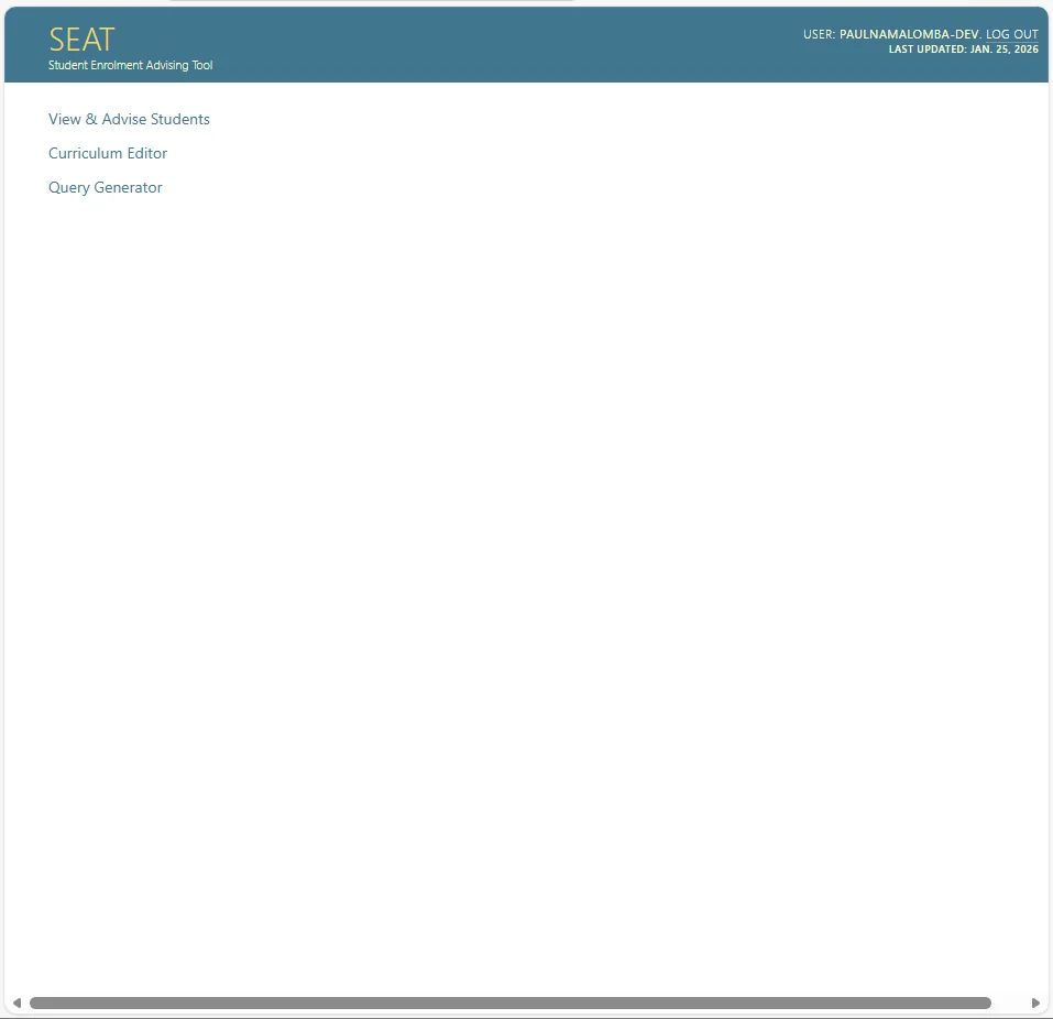 SEAT enrolment management system interface