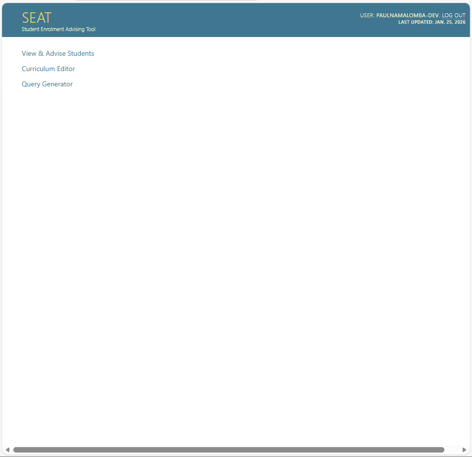 SEAT enrolment management system interface